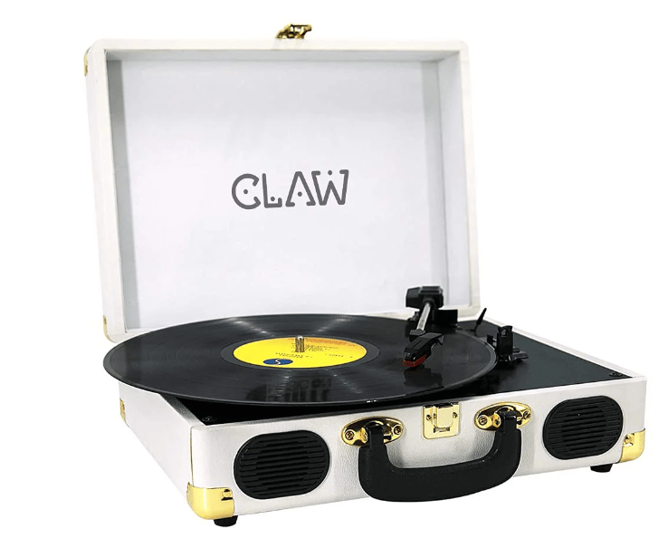 CLAW Stag Portable - Turntable with Built-in Stereo Speakers (White)