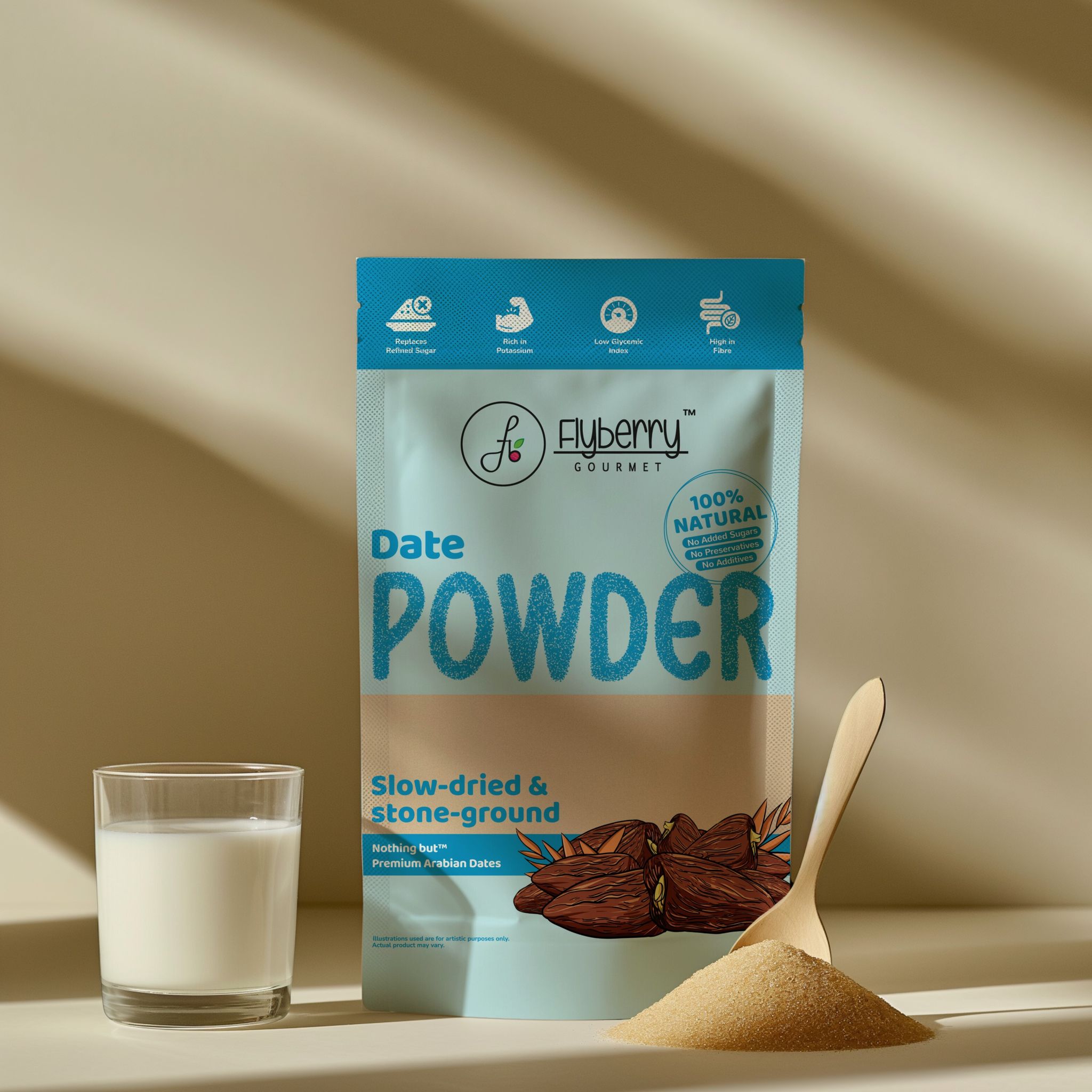 Flyberry Gourmet Medjoul Date Powder, 300g | 100% Natural Sweetner | Vegan & Keto