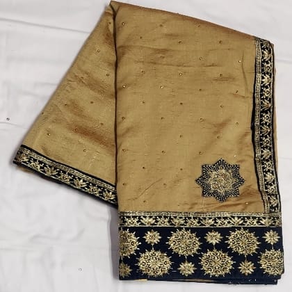 Beautiful Light Brown Gota Work Saree With Blouse.....