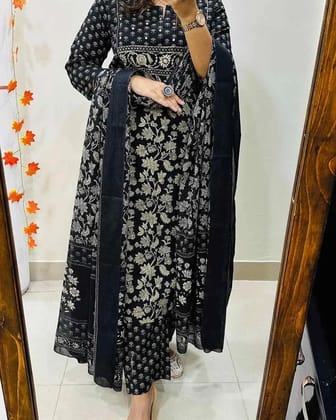 Black Printed Kurta Set with Dupatta  Everyday Ethnic Wear