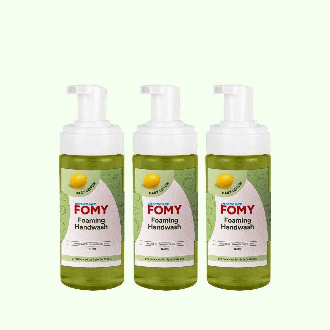 Intercorp Fomy Antibacterial Soft Refreshing Foam Hand Wash, 160 ml Each (Baby Lemon - Pack of 3)