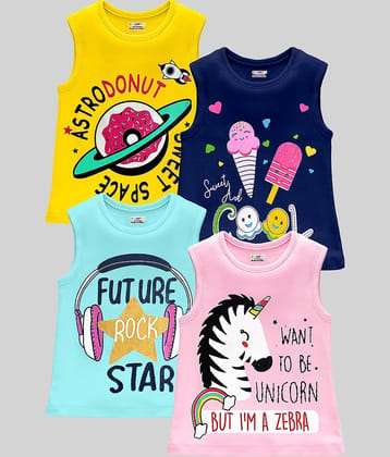 Kuchipoo Pack of 4 Girls Cotton Blend T-Shirt ( Multicolor 14 )
