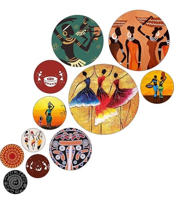 KKArt Set Of 11 Modern Art Round Self Adhesive Wall Decor Gift Items For Living Room Digital Reprint 21 inch x 26 inch