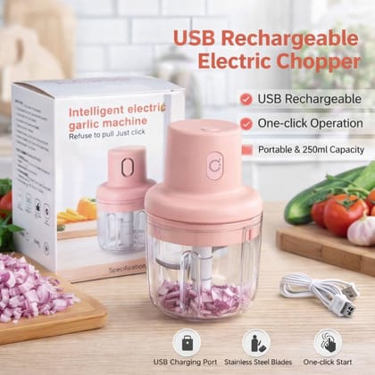Mini USB Rechargeable Electric Chopper | Portable Wireless Food & Vegetable Chopper for Kitchen, Garlic, Onion & Fruits (Random Color)