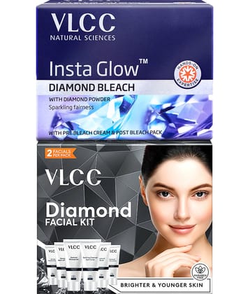 VLCC Diamond Facial Kit & Bleach 2 Times Use Facial Kit For All Skin Type Diamond 90 g ( Pack of 2 )