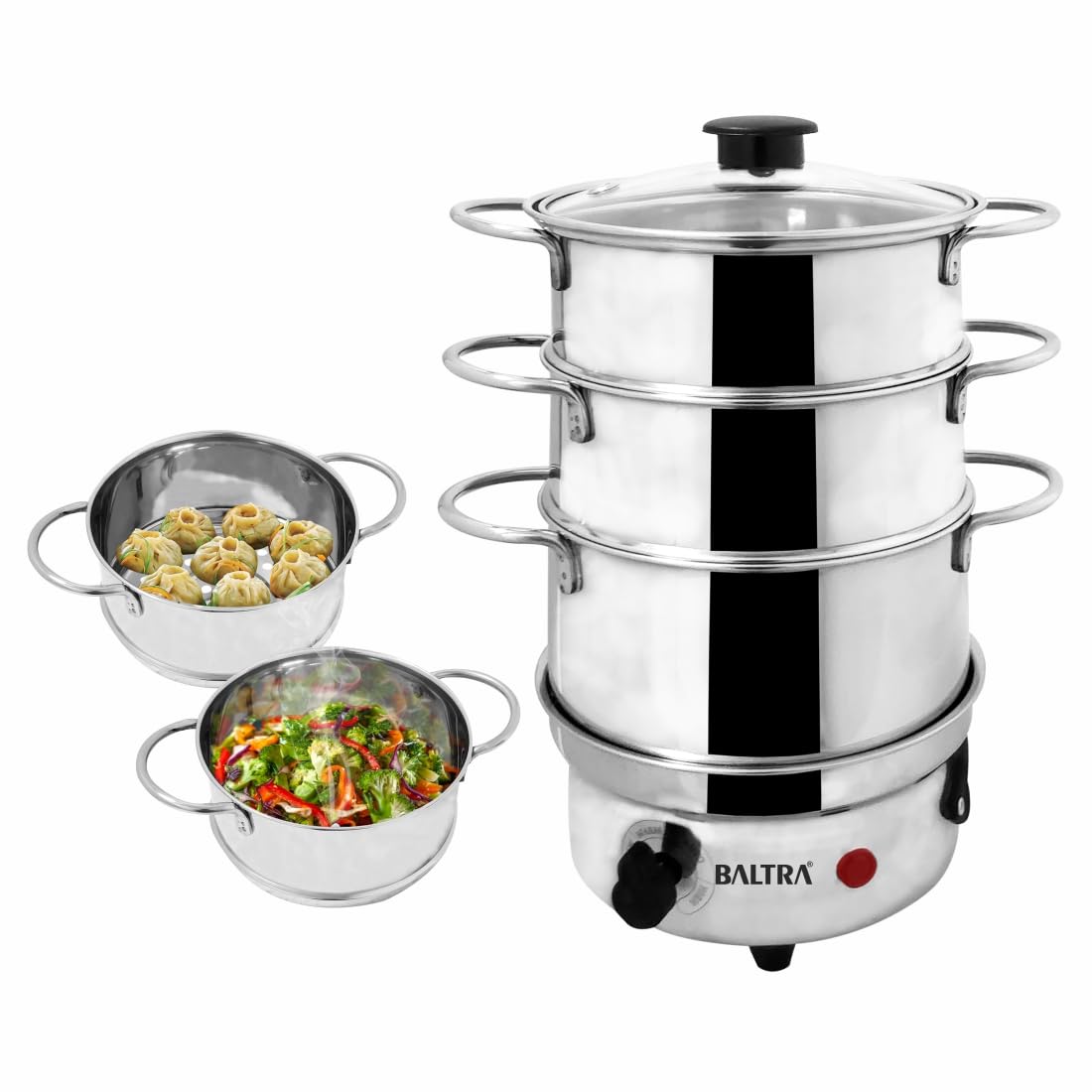 Baltra GLAIR MAX Kettle 900 ml travel cooker with Two steamer Pot 400 Watt