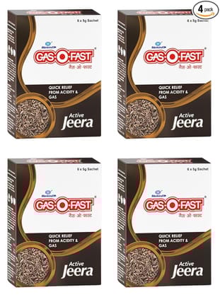 GASOFast Ayurvedic Antacid  Jeera flavour (6 sachets*4 5 g each)  (Pack of 4)