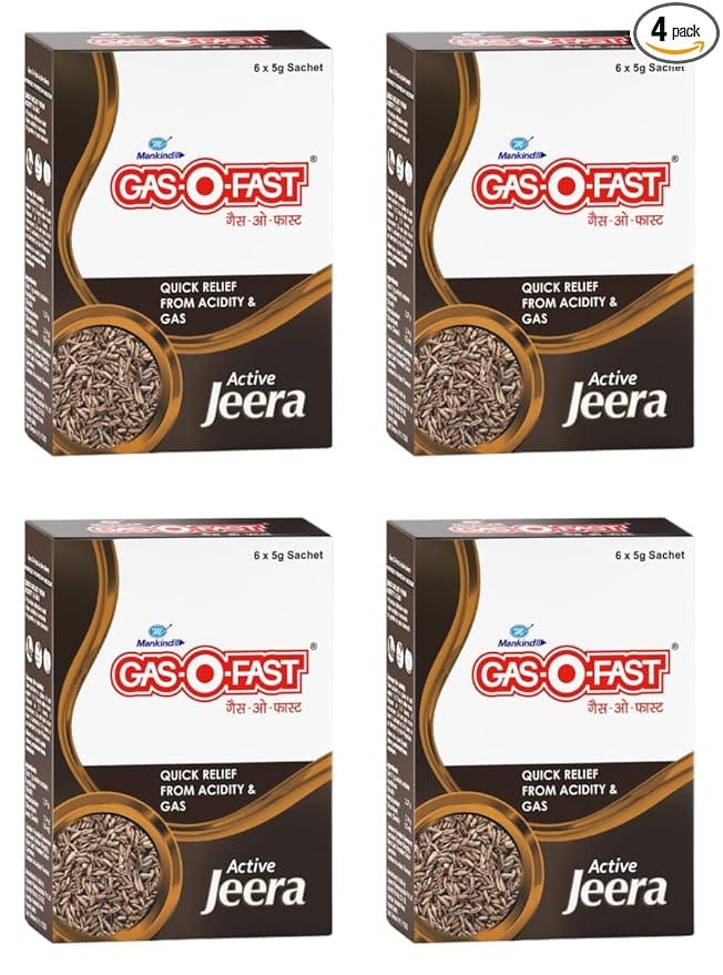 GASOFast Ayurvedic Antacid  Jeera flavour (6 sachets*4 5 g each)  (Pack of 4)