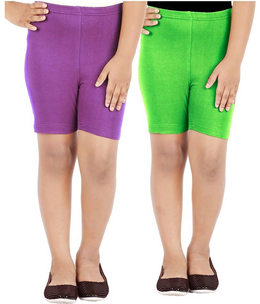 LULA Pack of 2 Girls Cotton Blend Cycling Shorts ( Multicolor )