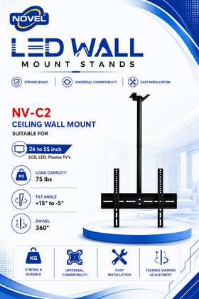 NOVEL NV-C2 26–55 Inch Universal LED/LCD/Plasma TV Wall Mount Stand – Suitable for Home, Office, Classroom, Hotel & Commercial Use