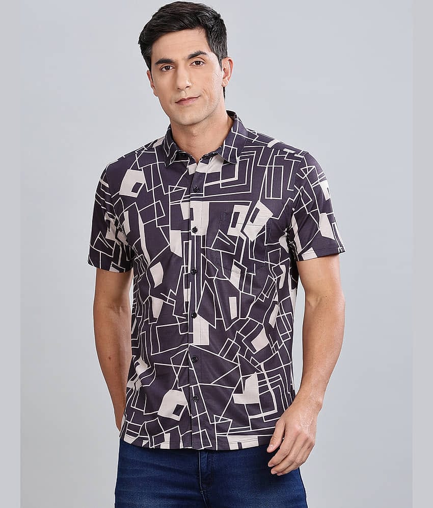BULLMER Trendy Regular Fit Printed Half Sleeve Shirt for Men White