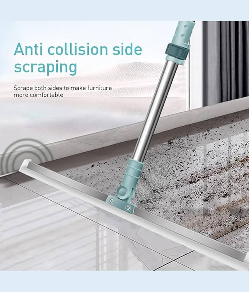 Purple Dust Wiper Mop for Floor Cleaning Heavy Duty Magic Broom Sweeper Silicon Floor Wiper with Stainless Steel Extendable Handle