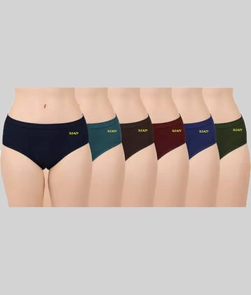 Sleazy Pack of 6 Cotton Solid Women's Briefs ( Multicolor )
