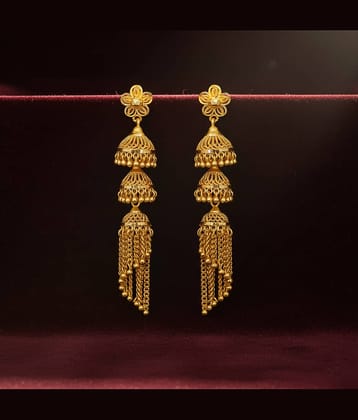 LUV FASHION Gold Jhumki Earrings ( Pack of 1 )