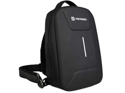 Portronics Byte Mini, Unisex Crossbody Sling Bag with Water-Resistant Hard Shell, Fits Devices up to 13 Inches, Smart Organizer, Switchable Strap, Ergonomic Lightweight Design for Men and Women