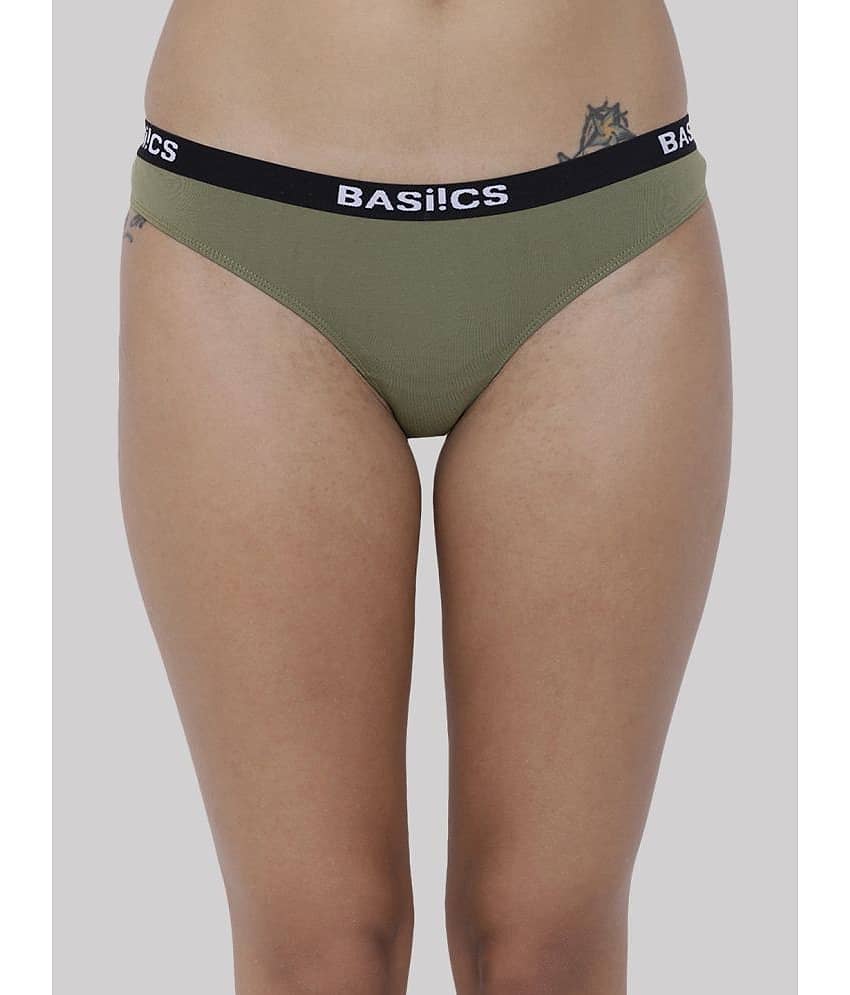 BASIICS By La Intimo Cotton Lycra Solid Women's Bikini ( Olive ) BCPBR08