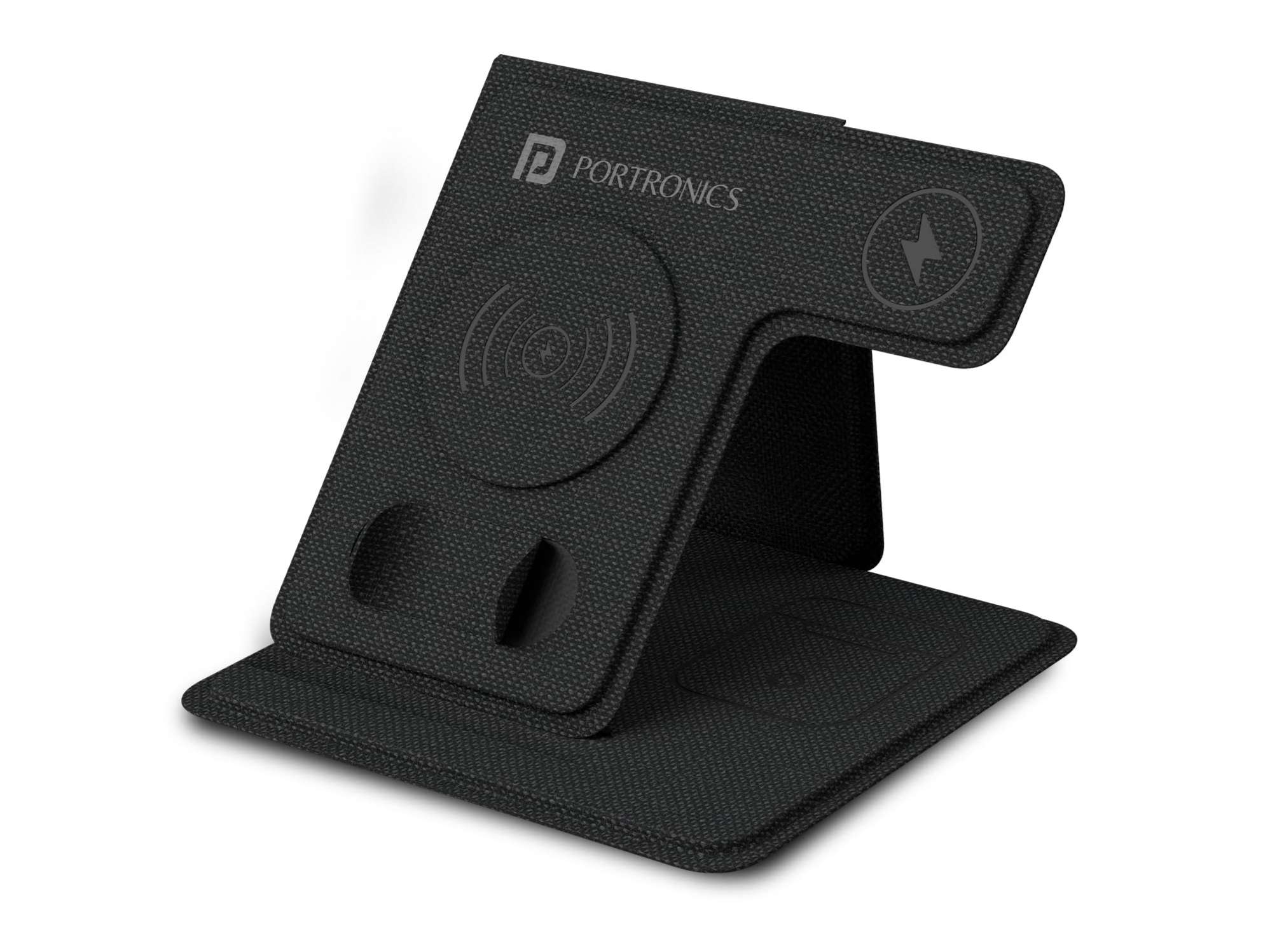 Portronics Freedom Fold 3 15W 3 in 1 Foldable MagSafe Compatible Wireless Charger for iPhone 12 & Above Series, Apple Watches & AirPods with Premium PU Leather, 1M Type C Charging Cable