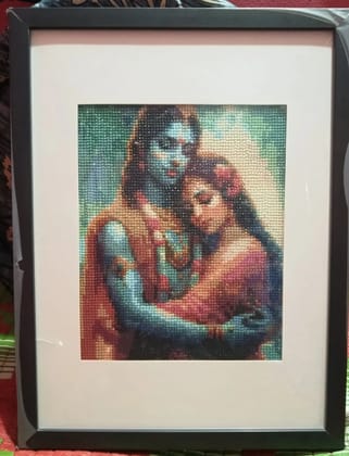 Radha Krishna Handmade Diamond painting (Framed)" Size:30*40One piece