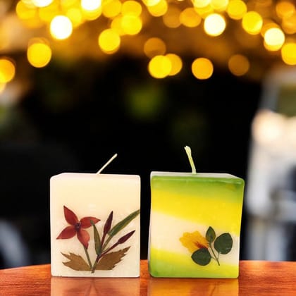 Eco-friendly Soy Wax Scented Pillar Candle - Set of 2 - Jasmine