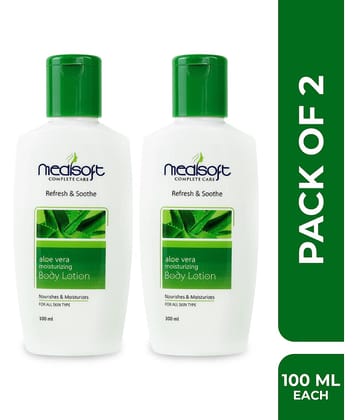 Medisoft Moisturizing Body Lotion, Enriched With Aloe Vera & Vitamin E for Daily Hydration | Non-Greasy Formula 100 ml (Pack of 2)