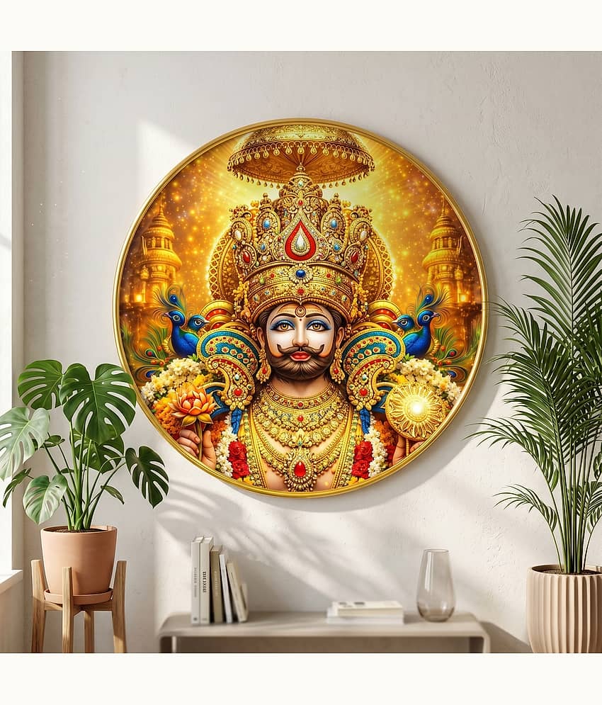 Livin'luxe Khatu Shyam Ji Royal Wall Painting with PVC Round Frame