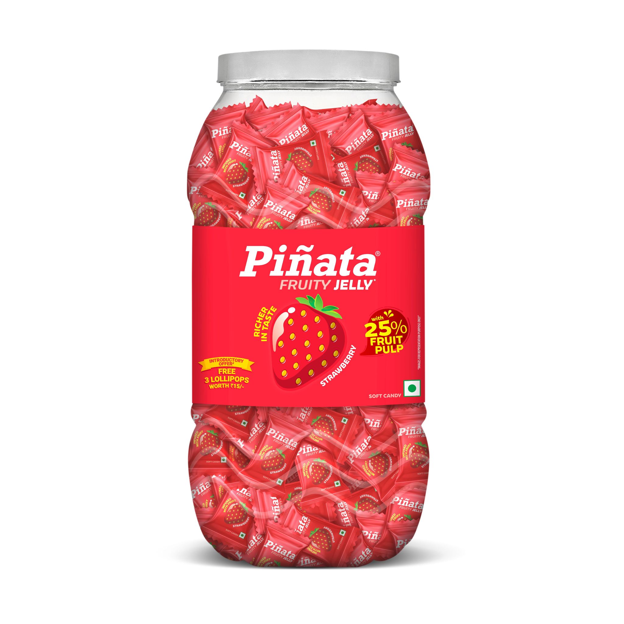 Pinata Strawberry Jelly Jar || 225 Pouches || 3.5 Grams Each