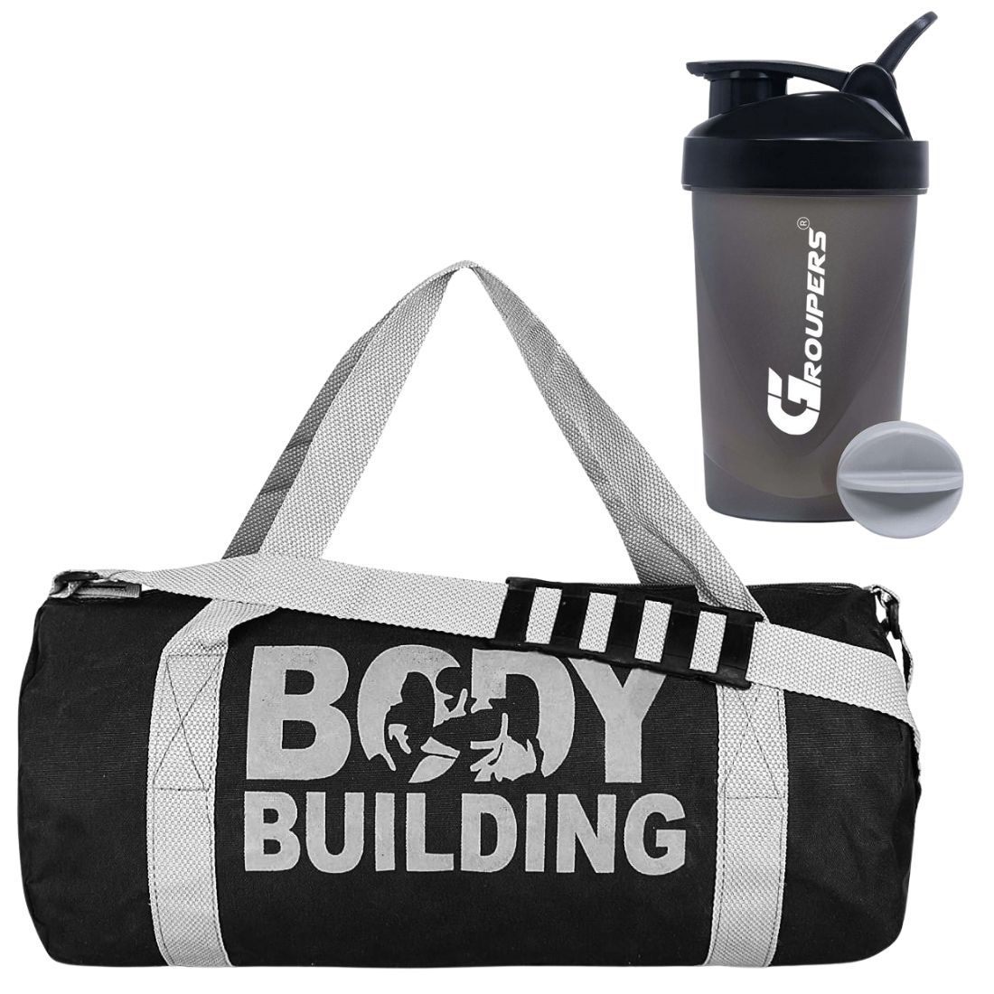 GROUPERS Duffle PU Leather Bag with Shaker Bottle-400mllDuffle Bags Travel