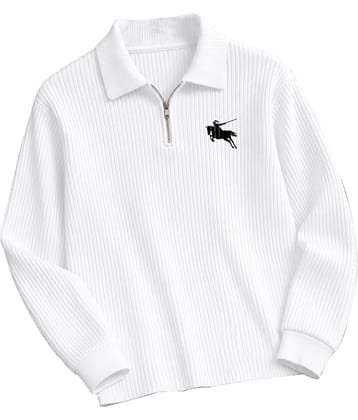 AOOSH Men Cotton Blend Regular Fit Printed Polo T Shirt ( White )