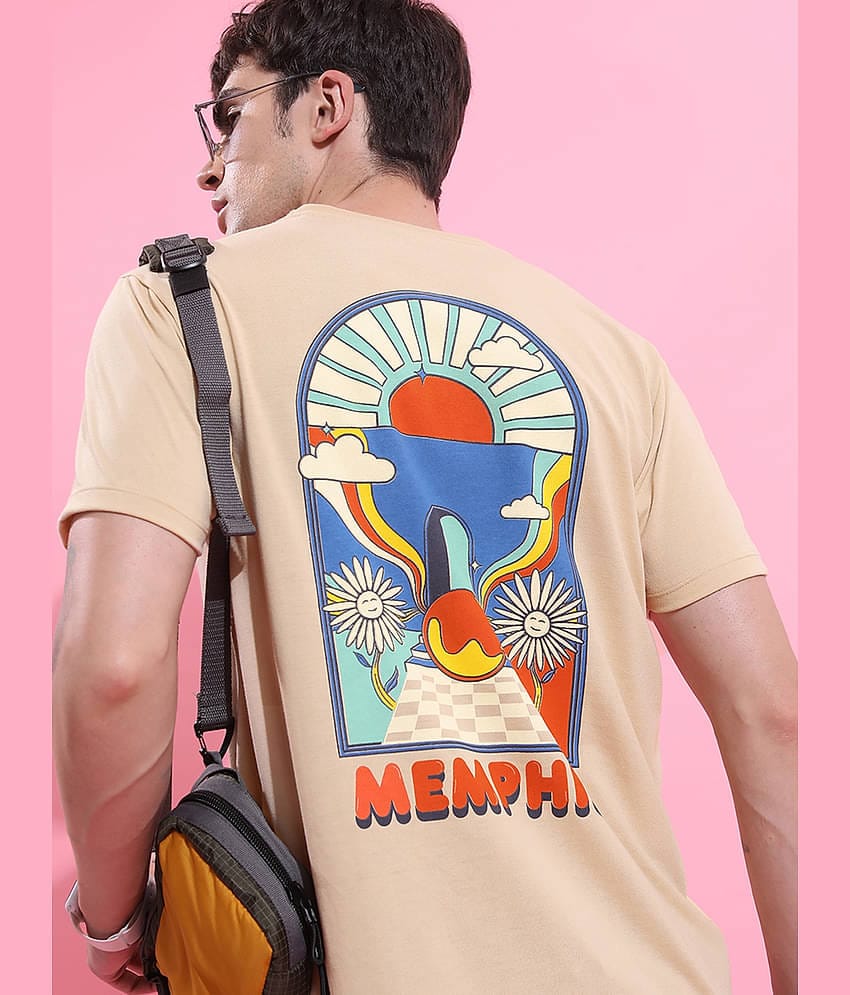 Ketch Pack of 1 Polyester Relaxed Fit Men's T-Shirt ( Beige )