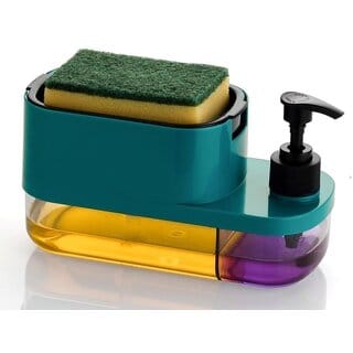 3 in 1 Soap Pump Dispenser Dish Soap Liquid Dispenser Sponge Holder Dish Soap Pump Dispenser for Kitchen Sink Accessories Items Countertop Kitchen Bathroom
