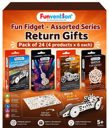 Funvention Fun Fidgets Assorted (6 x 4 DIY Miniature Mechanical Models Bike, Car, Guitar & Watch) Pack of 24 - Birthday Return Gifts Party Pack Return Favors for Kids Art & Craft STEM Learning Toys Funvention Fun Fidgets Assorted (6 x 4 DIY Miniature Mechanical Models Bike, Car, Guitar & Watch) Pack of 24 - Birthday Return Gifts Party Pack Return Favors for Kids Art & Craft STEM Learning Toys