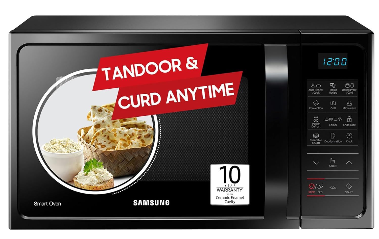 Samsung 28L, Convection Microwave Oven with Curd Making(MC28A5013AK/TL, Black, Ceramic Enamel Cavity with 10 Year Warranty) Samsung 28L, Convection Microwave Oven with Curd Making(MC28A5013AK/TL, Black, Ceramic Enamel Cavity with 10 Year Warranty) - Blac