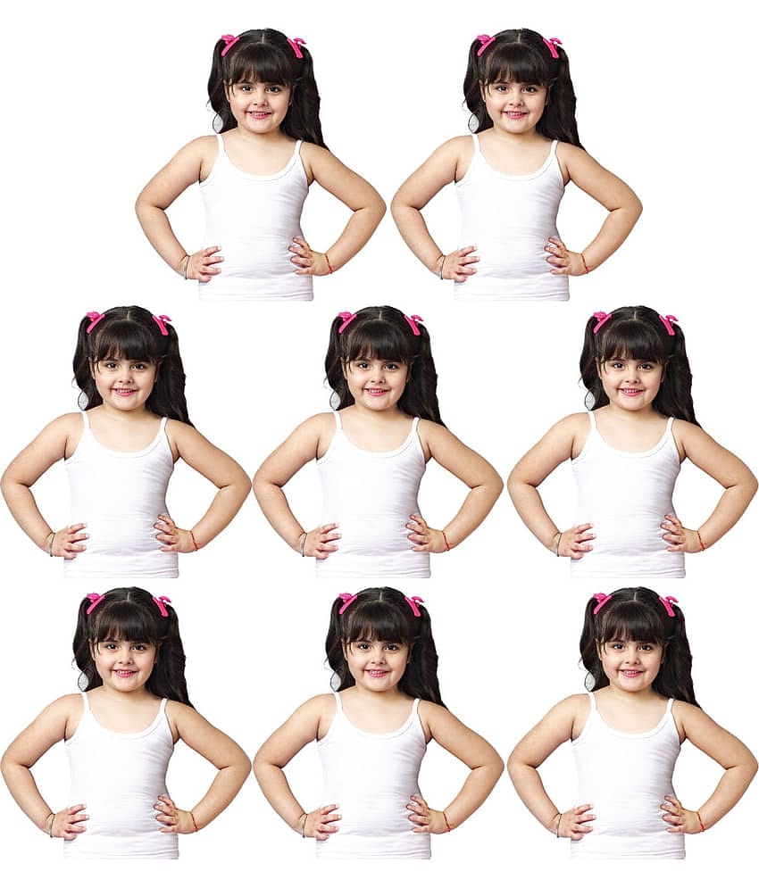 Dixcy Slimz Pinky Cotton Multicolored Printed Girls Camisole - Pack of 8