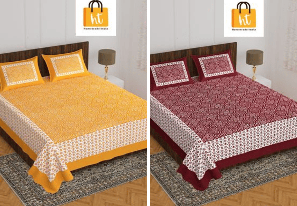 2201-Hometrade India- Standard Double Size (90*100 in )-Combo Double Bedsheet