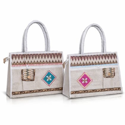 Craftscreation Eco-Friendly Jute Tote Bags for Women (Set of 2)
