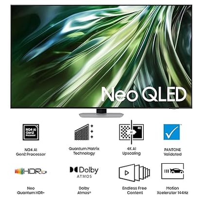 Samsung 189 cm (75 Inches) 4K Neo-QLED AI Smart TV (QA75QN90DAUXXL, Carbon Silver)