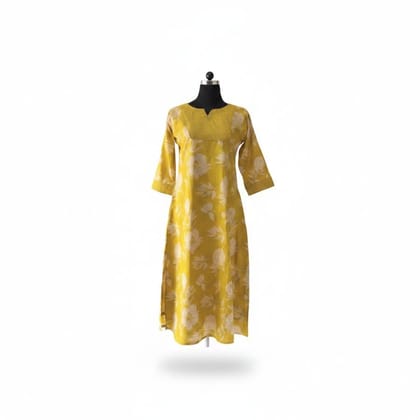 Mustard Floral Printed Kurta