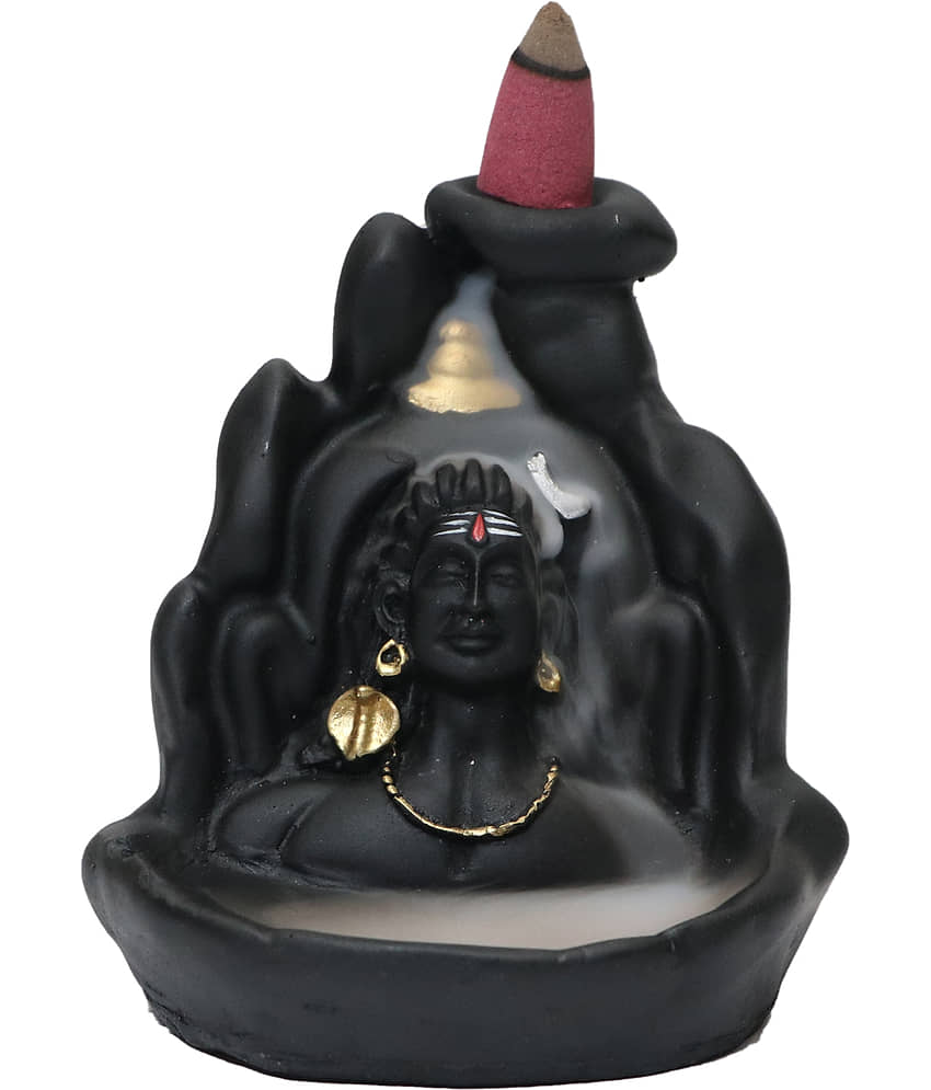 Lord Shiva Polyresin Smoke Backflow Idol Showpiece With 10 Fire Cones