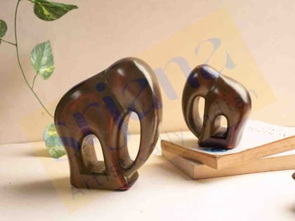 Srjana Handcrafted Mango Wood Elephant Pair 