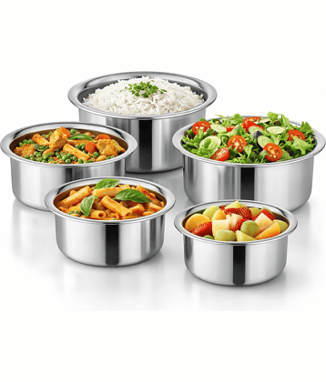 NGA Bhagona Non Coated Stainless Steel Tope Heavy Bottom without Lid 15 cm Diameter 2 Ltr