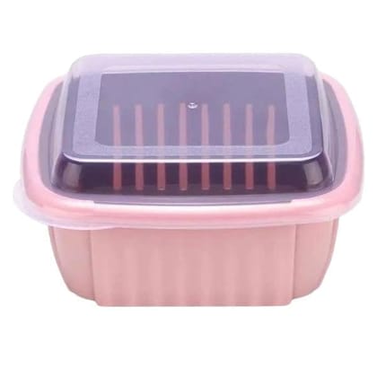 DHRUVINSRI Double Layer Food Drainer Washing Basket – Collapsible Strainers and Colander for Easy Washing and Draining of Fruits, Vegetables, and More