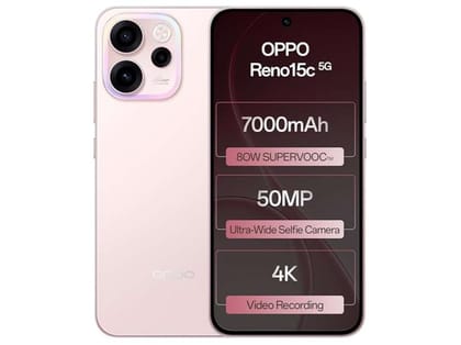 Oppo Reno 15C 5G Smartphone, 8GB RAM, 256GB Storage, Elegant Design - Afterglow Pink