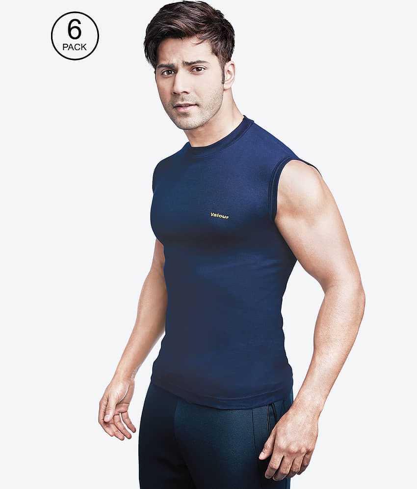 Pack of 6 Lux Cozi - Multi Cotton Blend Men's Vest