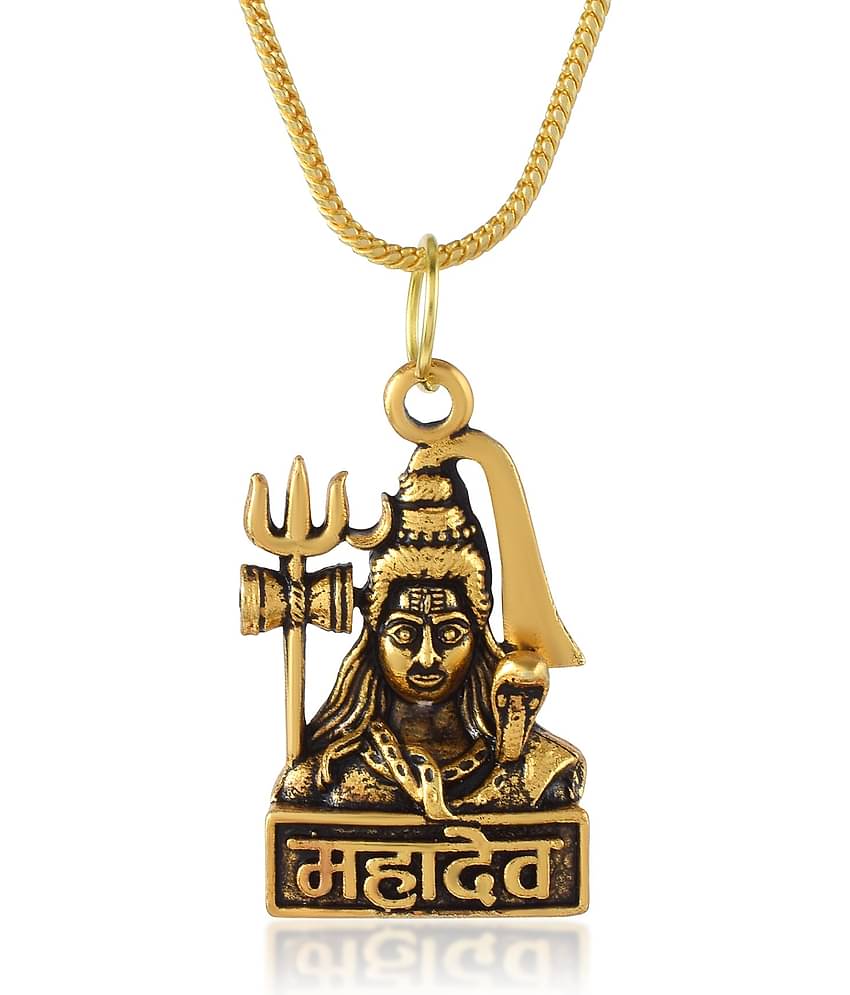 Admier Oxidised Gold plated Shiv Shiva Mahadev Bholenath hindu chain pendant Temple jewellery Men women
