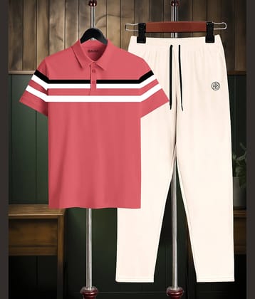AUSK Peach Cotton Blend Relaxed Fit Men's Tracksuit ( Pack of 1 )