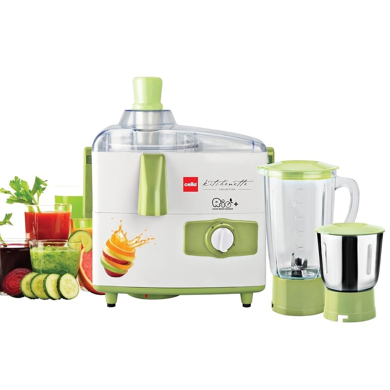 Cello Jmg Rio Plus 500-Watt Juicer Mixer Grinder with 2 Jars (Green/White) - 500 Watts