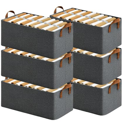 Wardrobe Organizer for Clothes with Metal Frame Rectangle Storage Baskets for Clothing Fabric Storage Box with Handles Shelf Basket for Storage Clothes Pants Jeans Sweater