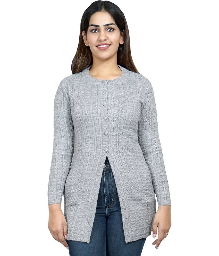Ogarti Woollen Grey Buttoned Cardigans - Single