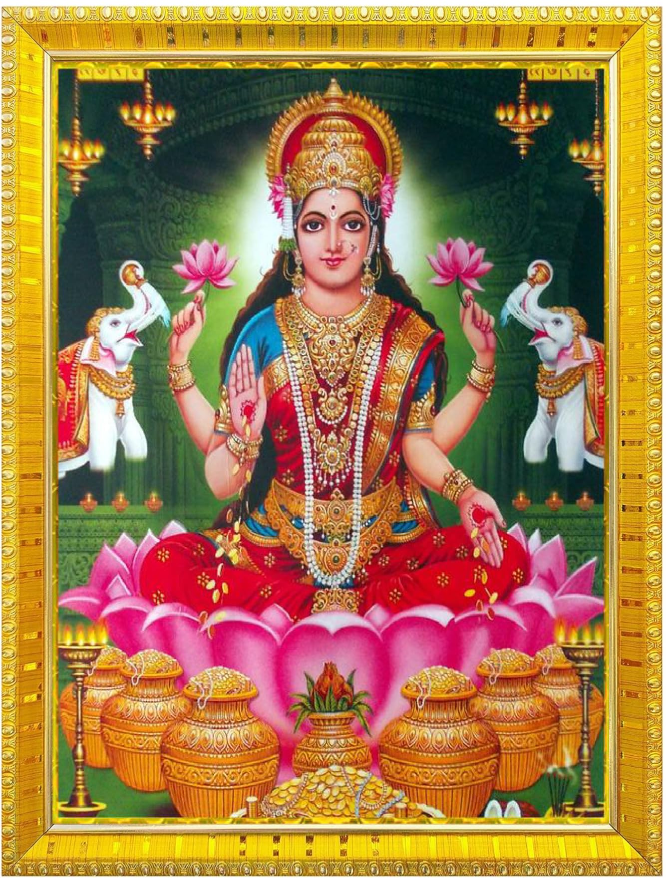 NOKKES Laxmi Devi Maa Mata Photo Frames Religious Photo frame 5X7 Inch Photo Frame_W60