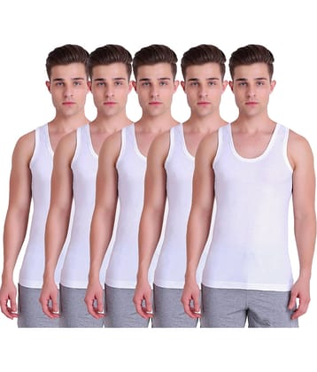 TT Pack of 5 Cotton Sleeveless Vest For Men ( White )